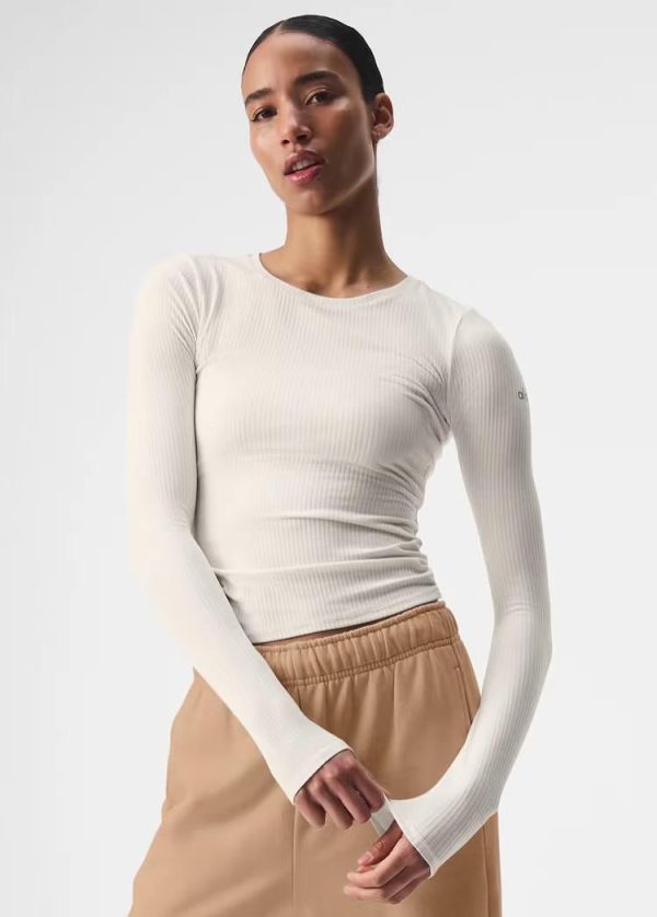 Fitted Ribbed Long Sleeve Crop Top 26413DXY