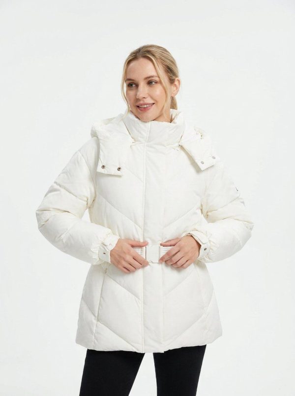 Belted Hooded Quilted Puffer Coat 910g